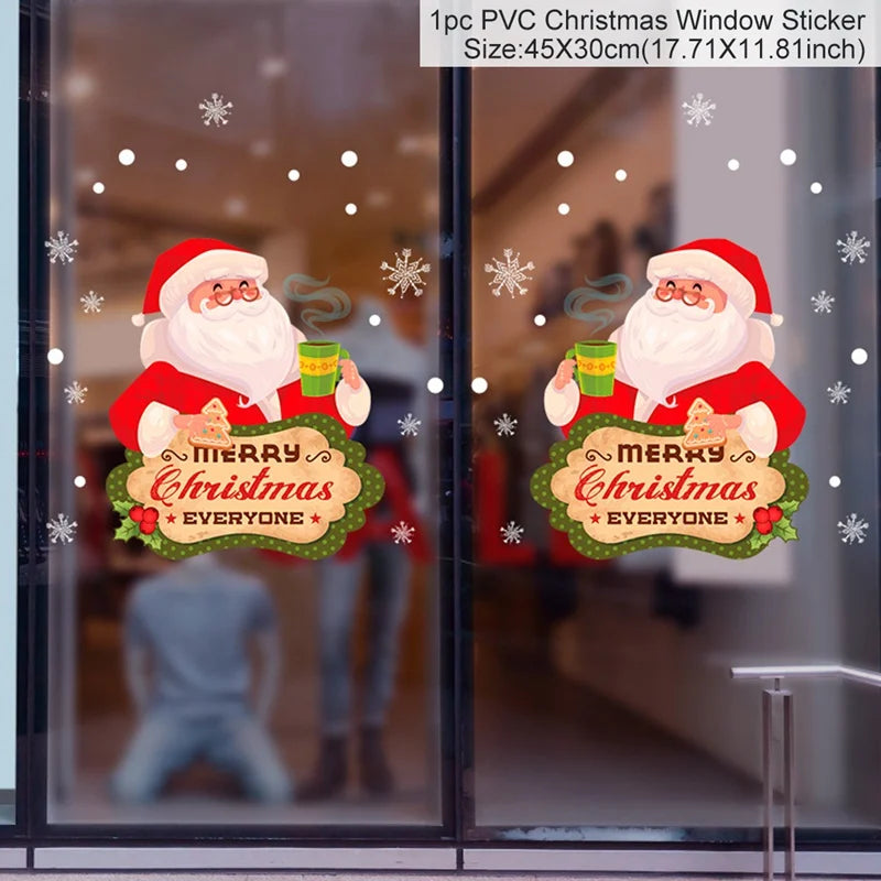 Adesivi per finestre da parete di Natale Sposare decorazioni natalizie per la casa 2024 Ornamenti natalizi Xmas Navidad Regalo Capodanno 2025