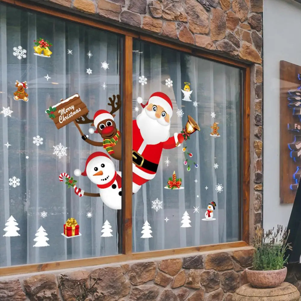 Adesivi per finestre da parete di Natale Sposare decorazioni natalizie per la casa 2024 Ornamenti natalizi Xmas Navidad Regalo Capodanno 2025