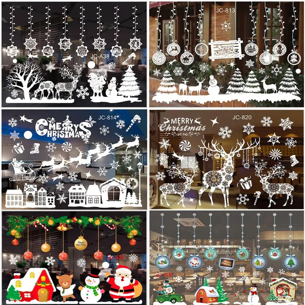 Adesivi per finestre da parete di Natale Sposare decorazioni natalizie per la casa 2024 Ornamenti natalizi Xmas Navidad Regalo Capodanno 2025