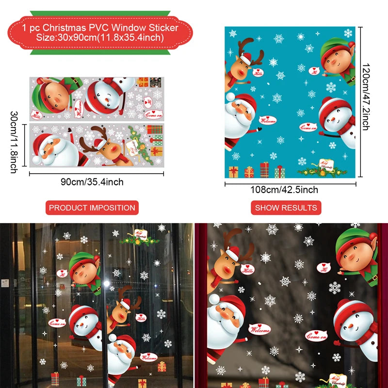 Adesivi per finestre da parete di Natale Sposare decorazioni natalizie per la casa 2024 Ornamenti natalizi Xmas Navidad Regalo Capodanno 2025