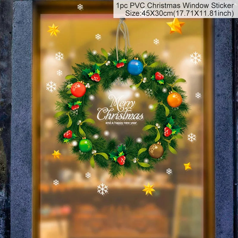 Adesivi per finestre da parete di Natale Sposare decorazioni natalizie per la casa 2024 Ornamenti natalizi Xmas Navidad Regalo Capodanno 2025