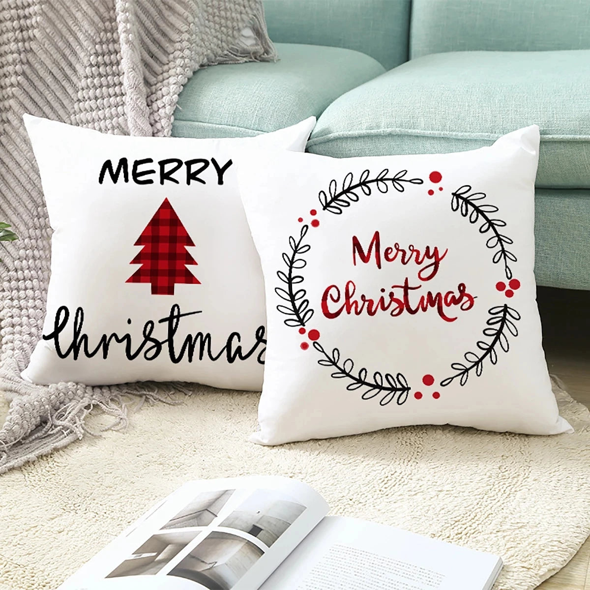 45cm Copricuscino di Natale Navidad Buon Natale Decorazioni per la casa 2025 Natale Natale Ornamenti di Natale Regali di Capodanno 2026