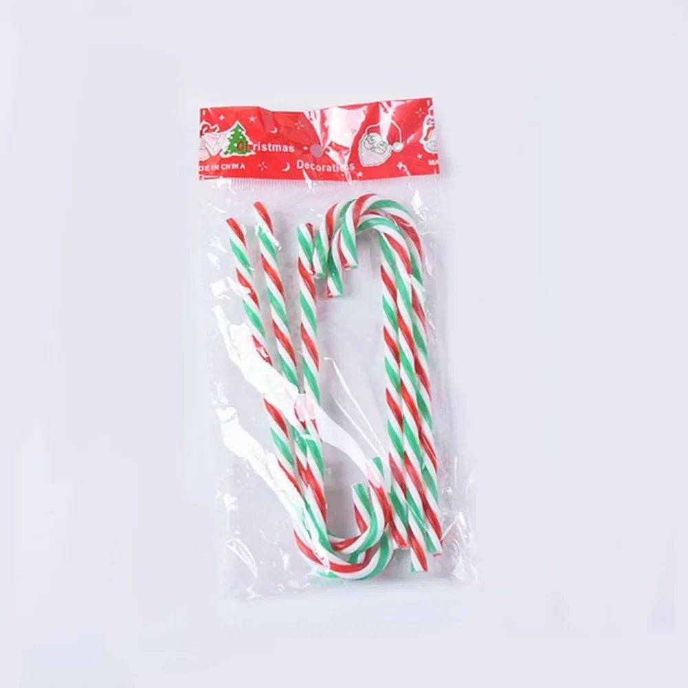 6 pezzi bastoni di Natale decorazione dell'albero di Natale 15cm bastoni di caramelle acriliche Capodanno appeso stampella ciondolo decorazione Navidad Ornamenti