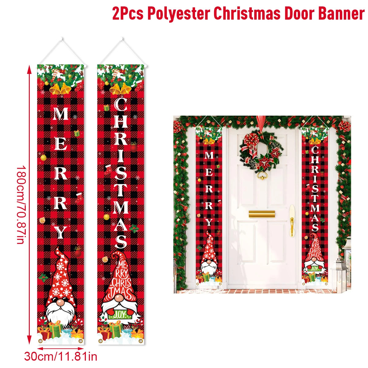 Banner per porta sospeso di Natale Decorazione di buon Natale per la casa 2025 Decorazione della porta di Natale Navidad Notal Noel Ornamento di Capodanno 2026