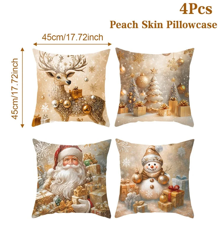 4 pezzi Buon Natale Copricuscino Decorazioni per la casa 2025 Ornamento di Natale Federa Natale Regali di Natale Regali di Capodanno 2026
