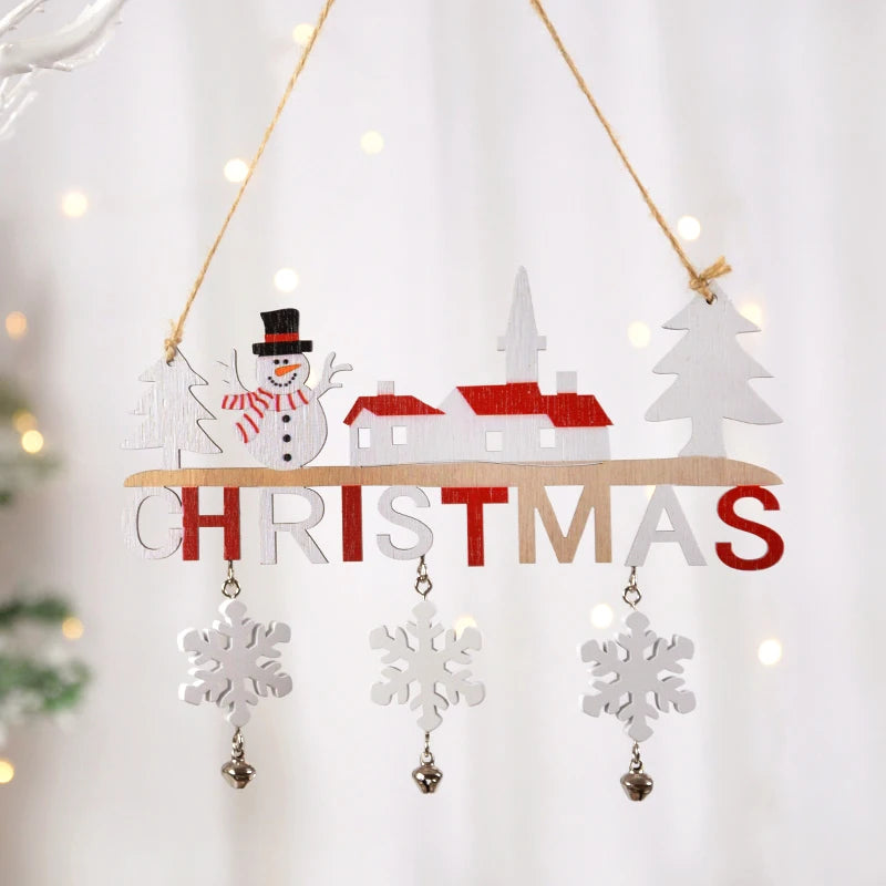 Babbo Natale Ornamento appeso in legno 2025 Buon Natale Decorazione per la porta di casa Ciondoli albero di Natale Navidad Capodanno 2025