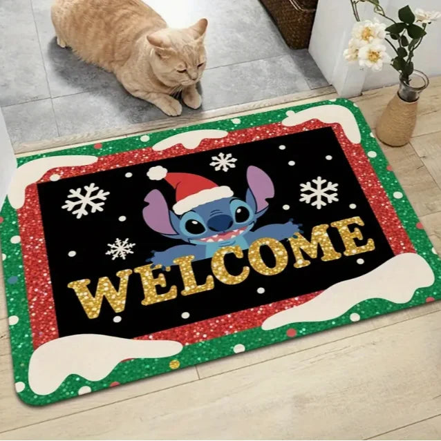 Stitch Friends Tappetino Natale Tappetino Bagno Cucina Camera da letto Soggiorno Porte Tappeti Natale Halloween Decorazione