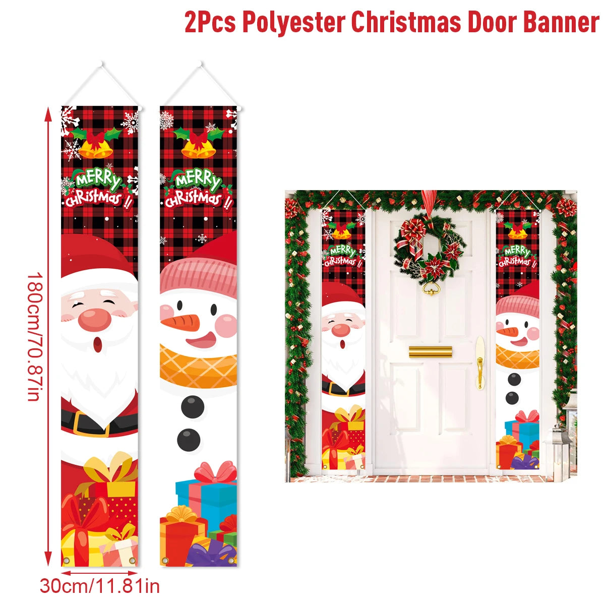 Banner per porta sospeso di Natale Decorazione di buon Natale per la casa 2025 Decorazione della porta di Natale Navidad Notal Noel Ornamento di Capodanno 2026