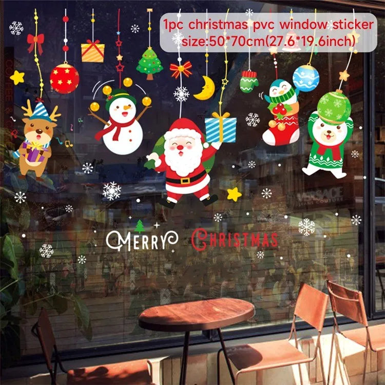 Adesivi per finestre da parete di Natale Sposare decorazioni natalizie per la casa 2024 Ornamenti natalizi Xmas Navidad Regalo Capodanno 2025