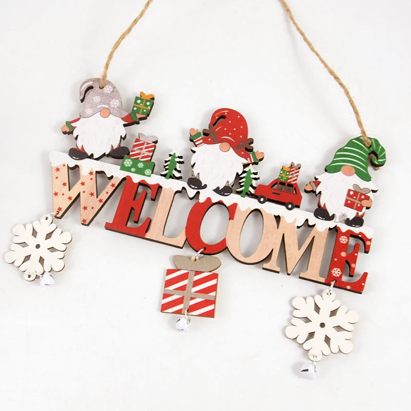 Babbo Natale Ornamento appeso in legno 2025 Buon Natale Decorazione per la porta di casa Ciondoli albero di Natale Navidad Capodanno 2025