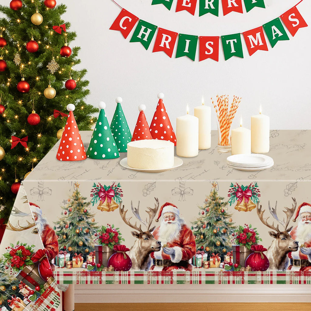 Natale Babbo Natale Tovaglia Buon Natale Decorazioni per la casa 2025 Navidad Noel Xmas Table Cover Happy New Year Gifts