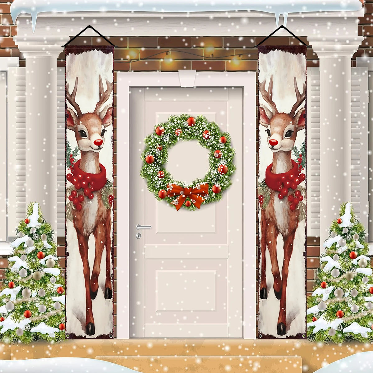 Banner per porta sospeso di Natale Decorazione di buon Natale per la casa 2025 Decorazione della porta di Natale Navidad Notal Noel Ornamento di Capodanno 2026
