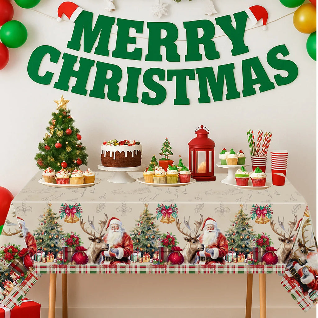 Natale Babbo Natale Tovaglia Buon Natale Decorazioni per la casa 2025 Navidad Noel Xmas Table Cover Happy New Year Gifts