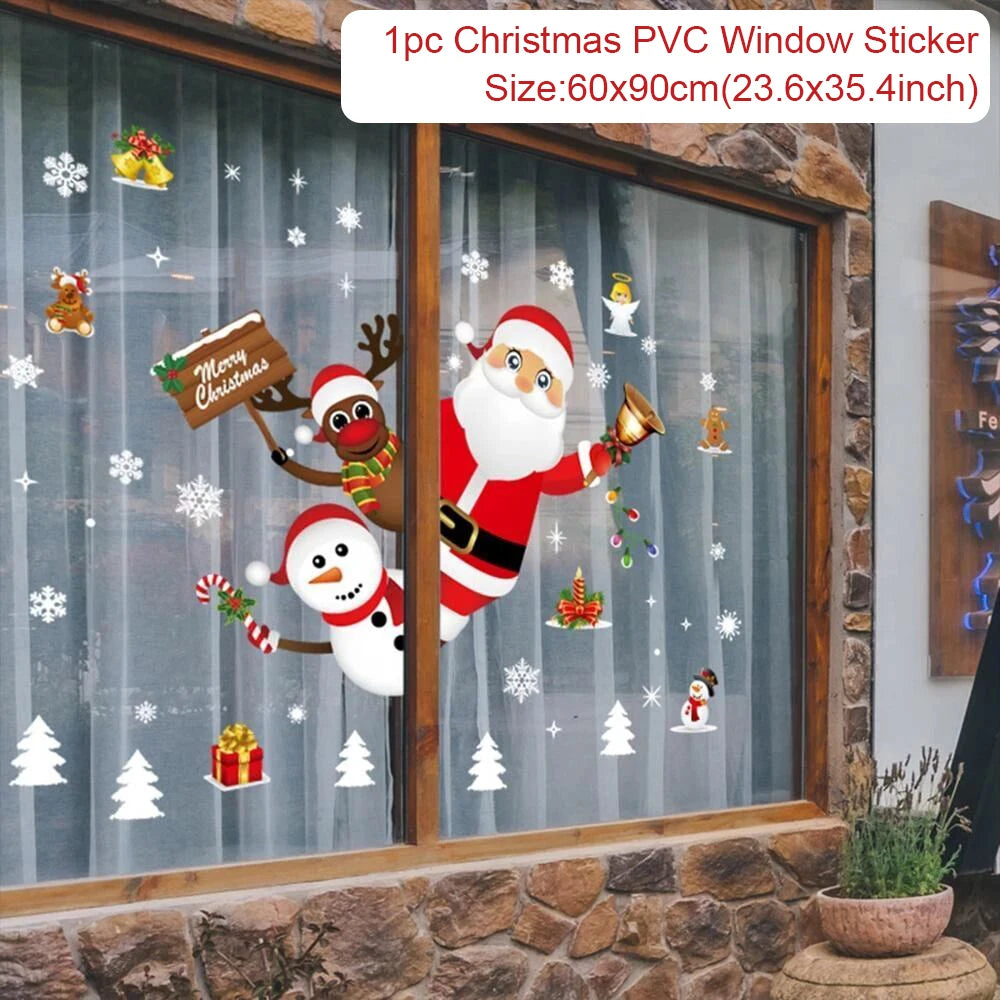Adesivi per finestre da parete di Natale Sposare decorazioni natalizie per la casa 2024 Ornamenti natalizi Xmas Navidad Regalo Capodanno 2025