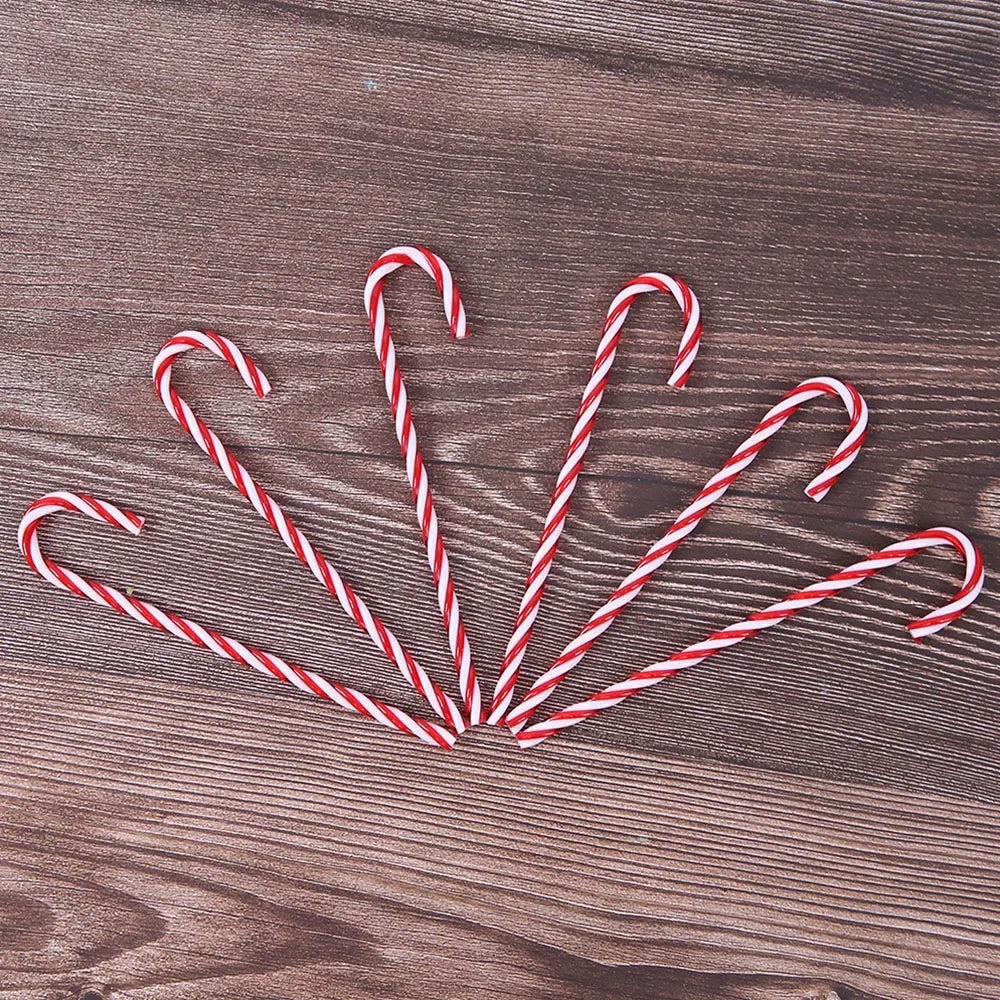 6 pezzi bastoni di Natale decorazione dell'albero di Natale 15cm bastoni di caramelle acriliche Capodanno appeso stampella ciondolo decorazione Navidad Ornamenti