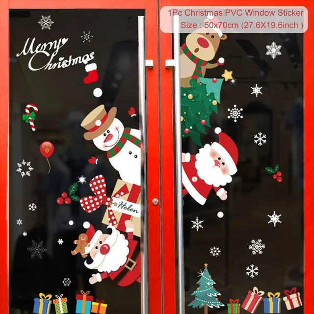 Adesivi per finestre da parete di Natale Sposare decorazioni natalizie per la casa 2024 Ornamenti natalizi Xmas Navidad Regalo Capodanno 2025