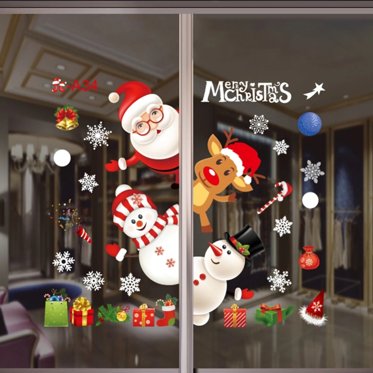 Adesivi per finestre da parete di Natale Sposare decorazioni natalizie per la casa 2024 Ornamenti natalizi Xmas Navidad Regalo Capodanno 2025