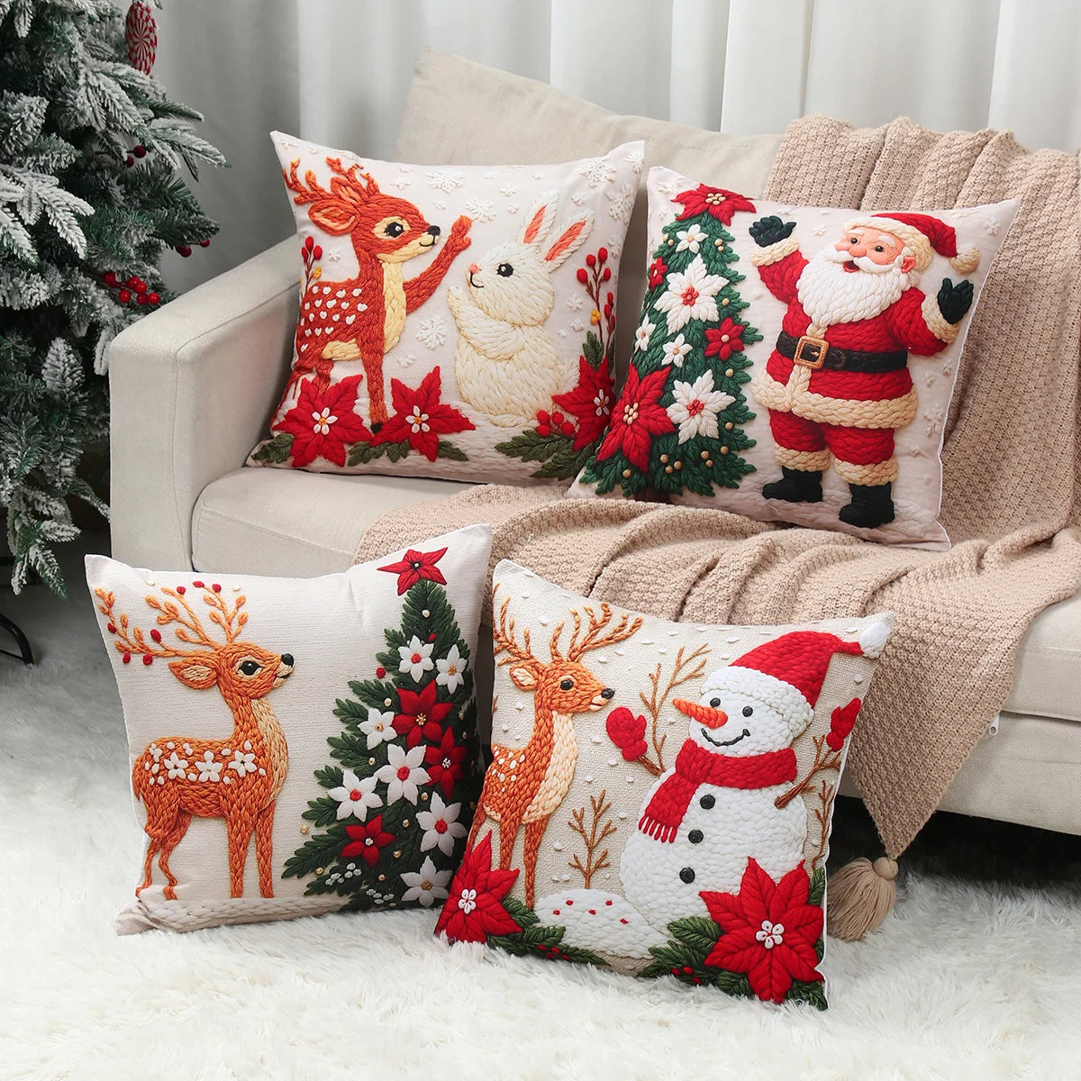 4 pezzi Buon Natale Copricuscino Decorazioni per la casa 2025 Ornamento di Natale Federa Natale Regali di Natale Regali di Capodanno 2026