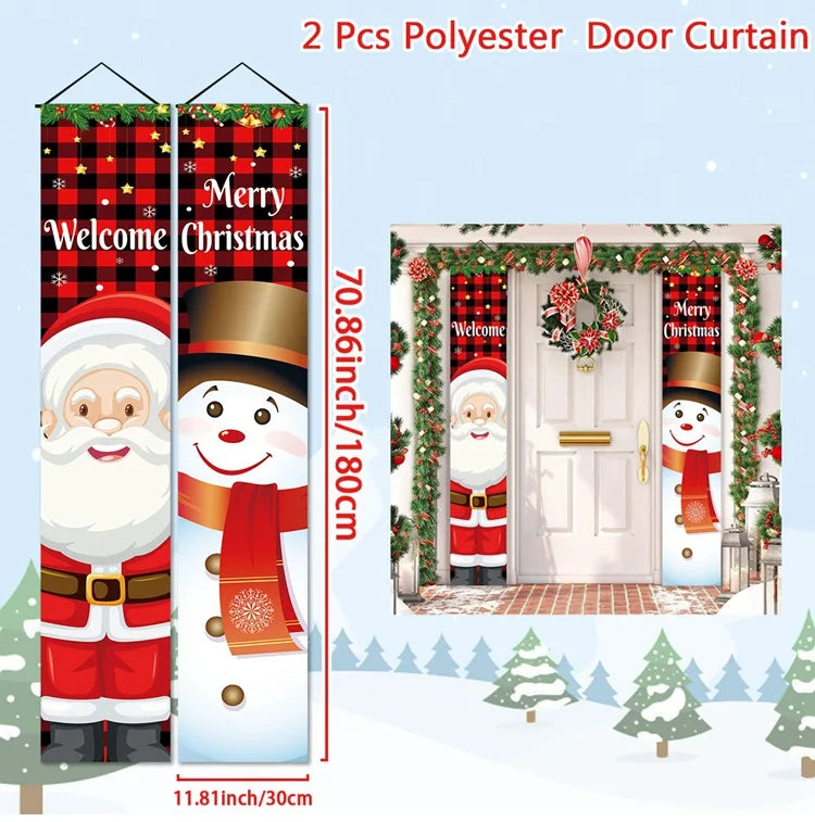 Banner per porta sospeso di Natale Decorazione di buon Natale per la casa 2025 Decorazione della porta di Natale Navidad Notal Noel Ornamento di Capodanno 2026