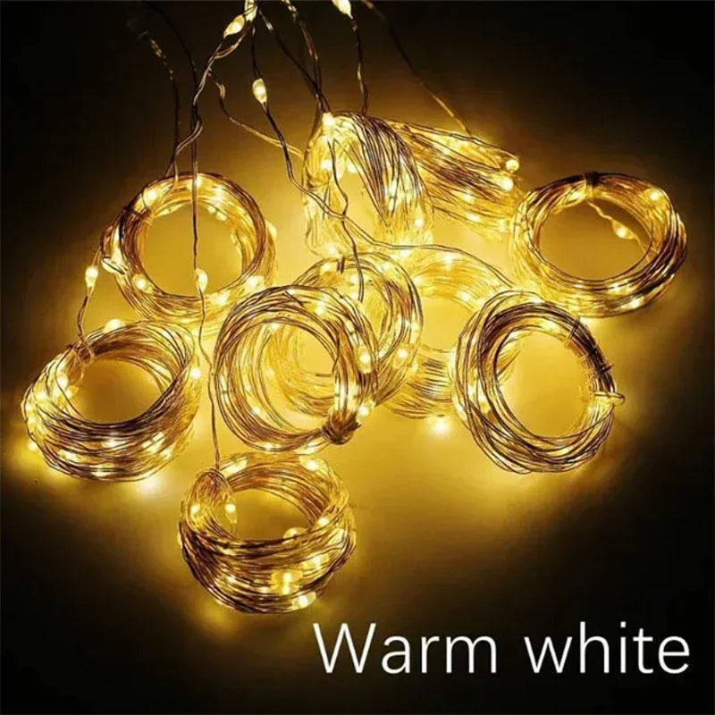 3M LED Curtain String Lights Fairy Decoration USB Holiday Garland Lamp 8 Mode per la casa Giardino Festa di Natale Capodanno Matrimonio