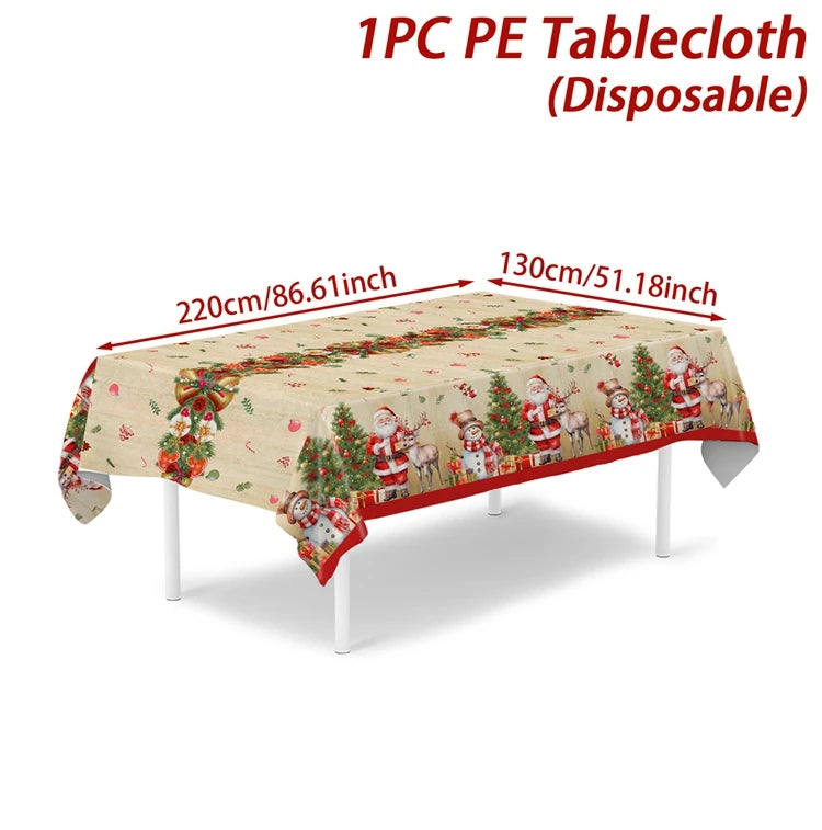 Natale Babbo Natale Tovaglia Buon Natale Decorazioni per la casa 2025 Navidad Noel Xmas Table Cover Happy New Year Gifts