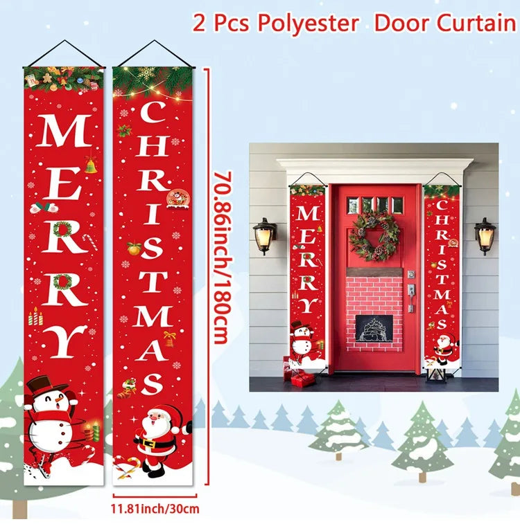 Banner per porta sospeso di Natale Decorazione di buon Natale per la casa 2025 Decorazione della porta di Natale Navidad Notal Noel Ornamento di Capodanno 2026