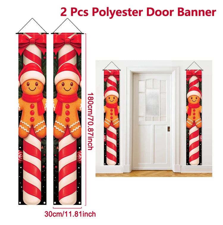 Banner per porta sospeso di Natale Decorazione di buon Natale per la casa 2025 Decorazione della porta di Natale Navidad Notal Noel Ornamento di Capodanno 2026