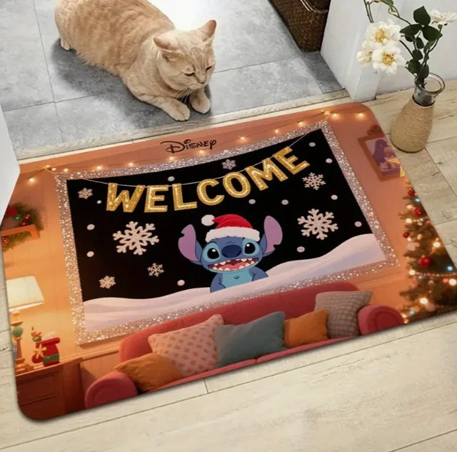 Stitch Friends Tappetino Natale Tappetino Bagno Cucina Camera da letto Soggiorno Porte Tappeti Natale Halloween Decorazione