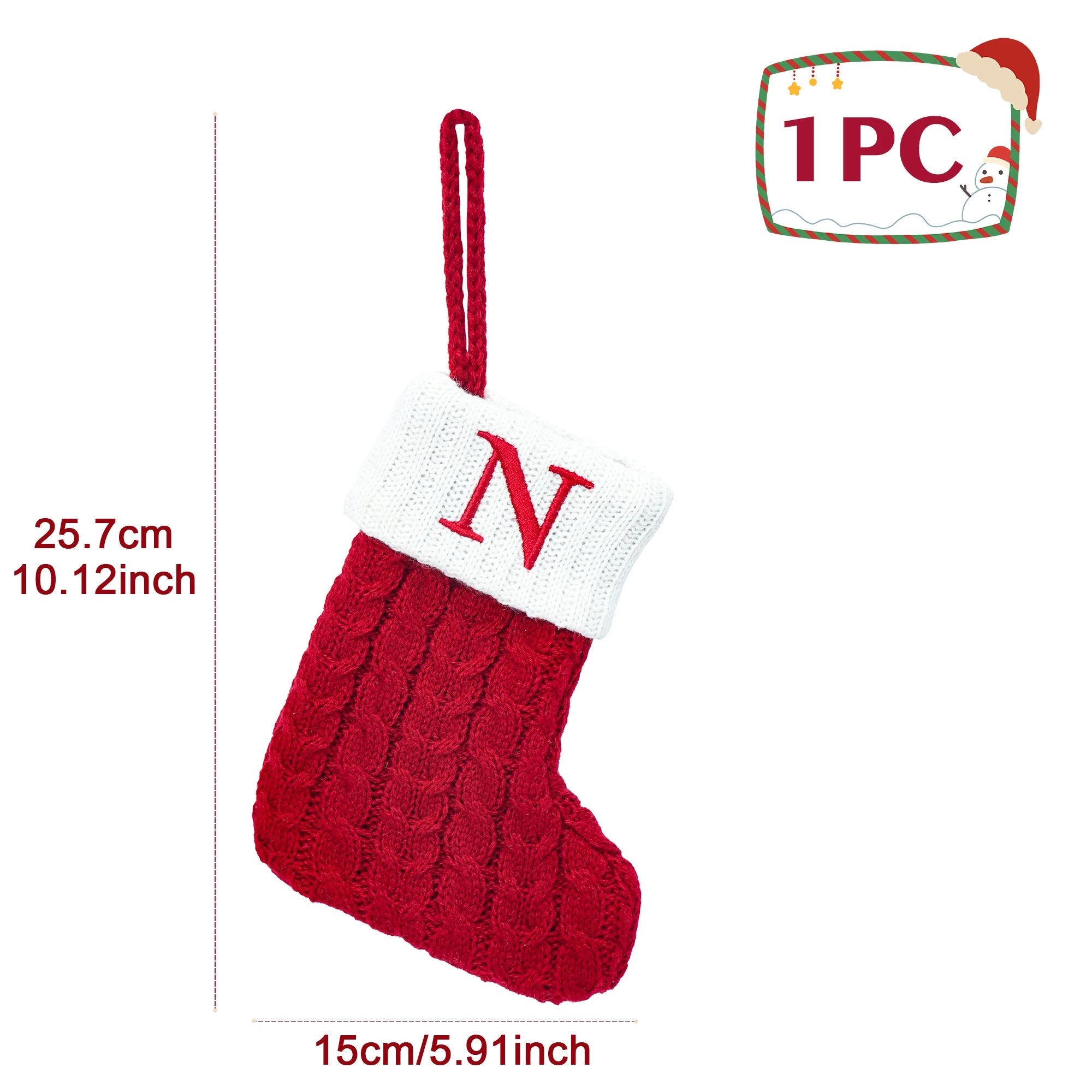 Calzini di Natale Maglia Fiocco di neve Lettera Calza Decorazione natalizia 2025 per la casa Ornamento dell'albero di Natale Regalo Navidad Natal 2026
