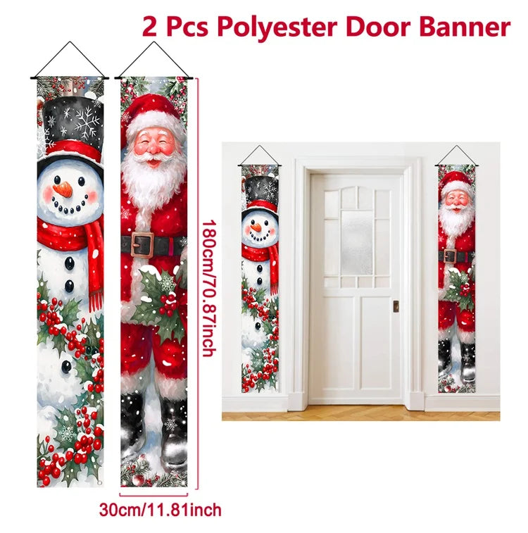 Banner per porta sospeso di Natale Decorazione di buon Natale per la casa 2025 Decorazione della porta di Natale Navidad Notal Noel Ornamento di Capodanno 2026