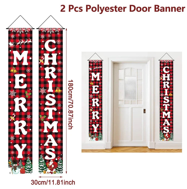 Banner per porta sospeso di Natale Decorazione di buon Natale per la casa 2025 Decorazione della porta di Natale Navidad Notal Noel Ornamento di Capodanno 2026