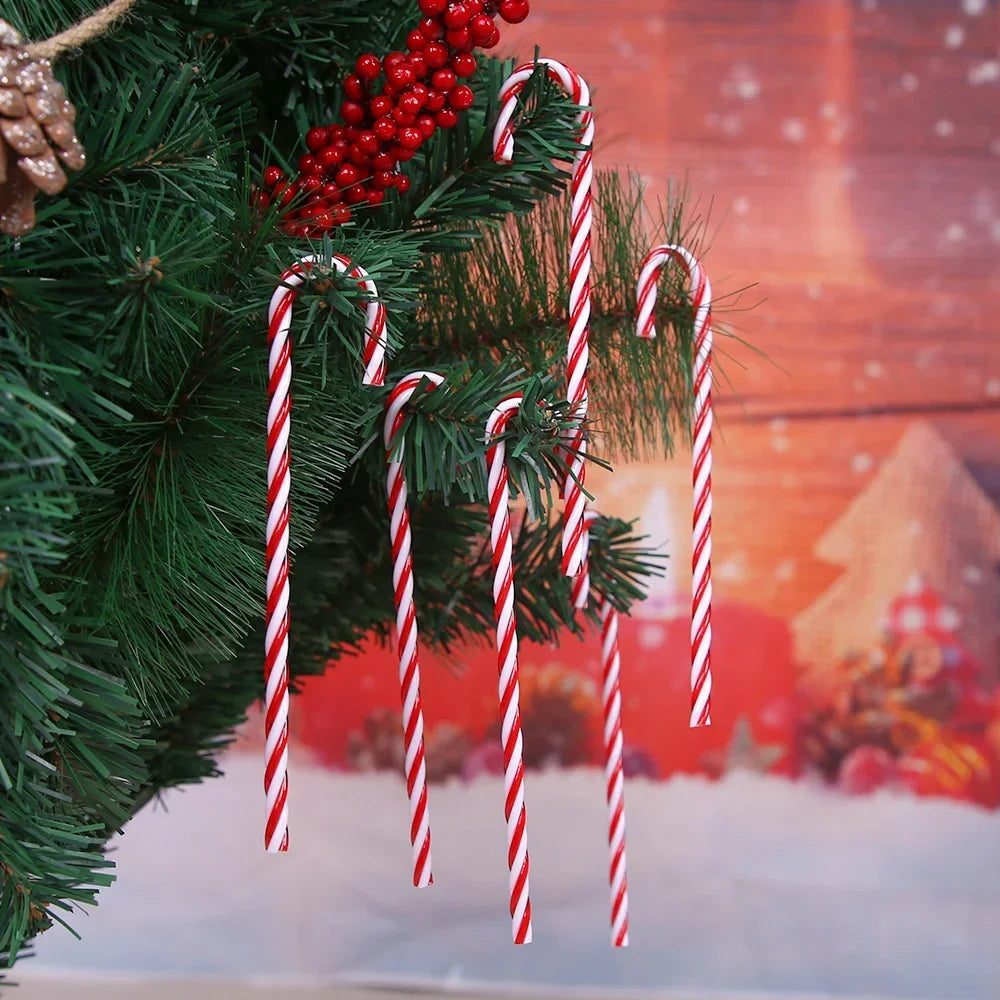 6 pezzi bastoni di Natale decorazione dell'albero di Natale 15cm bastoni di caramelle acriliche Capodanno appeso stampella ciondolo decorazione Navidad Ornamenti