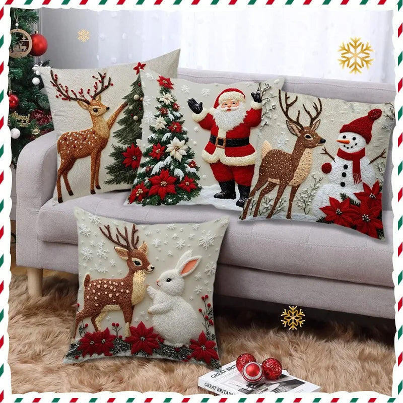 45x45cm Copricuscino di Natale Ogni Babbo Natale Pupazzo di neve Albero di Natale Buon Natale Decor Regalo 2025 Felice Anno Nuovo 2026