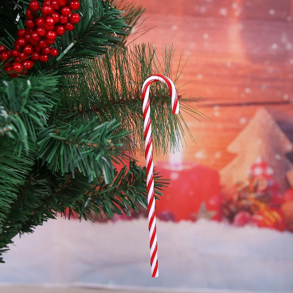 6 pezzi bastoni di Natale decorazione dell'albero di Natale 15cm bastoni di caramelle acriliche Capodanno appeso stampella ciondolo decorazione Navidad Ornamenti