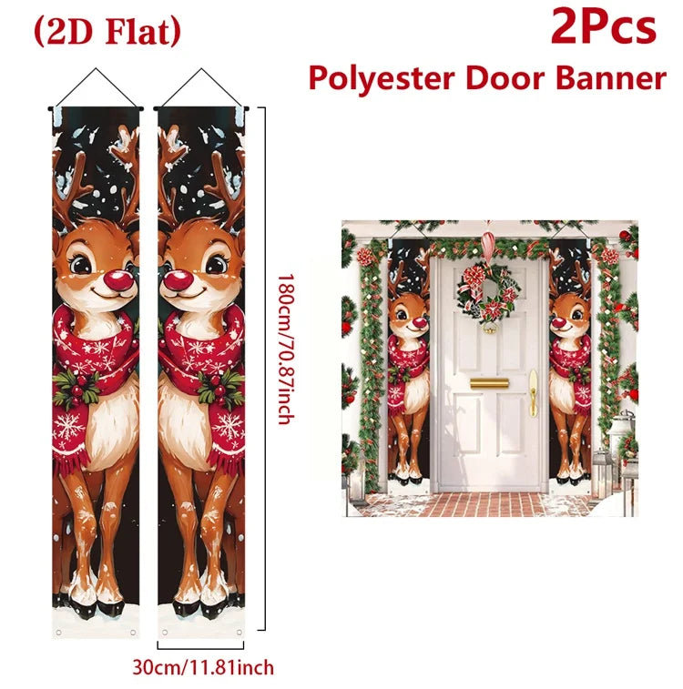 Banner per porta sospeso di Natale Decorazione di buon Natale per la casa 2025 Decorazione della porta di Natale Navidad Notal Noel Ornamento di Capodanno 2026