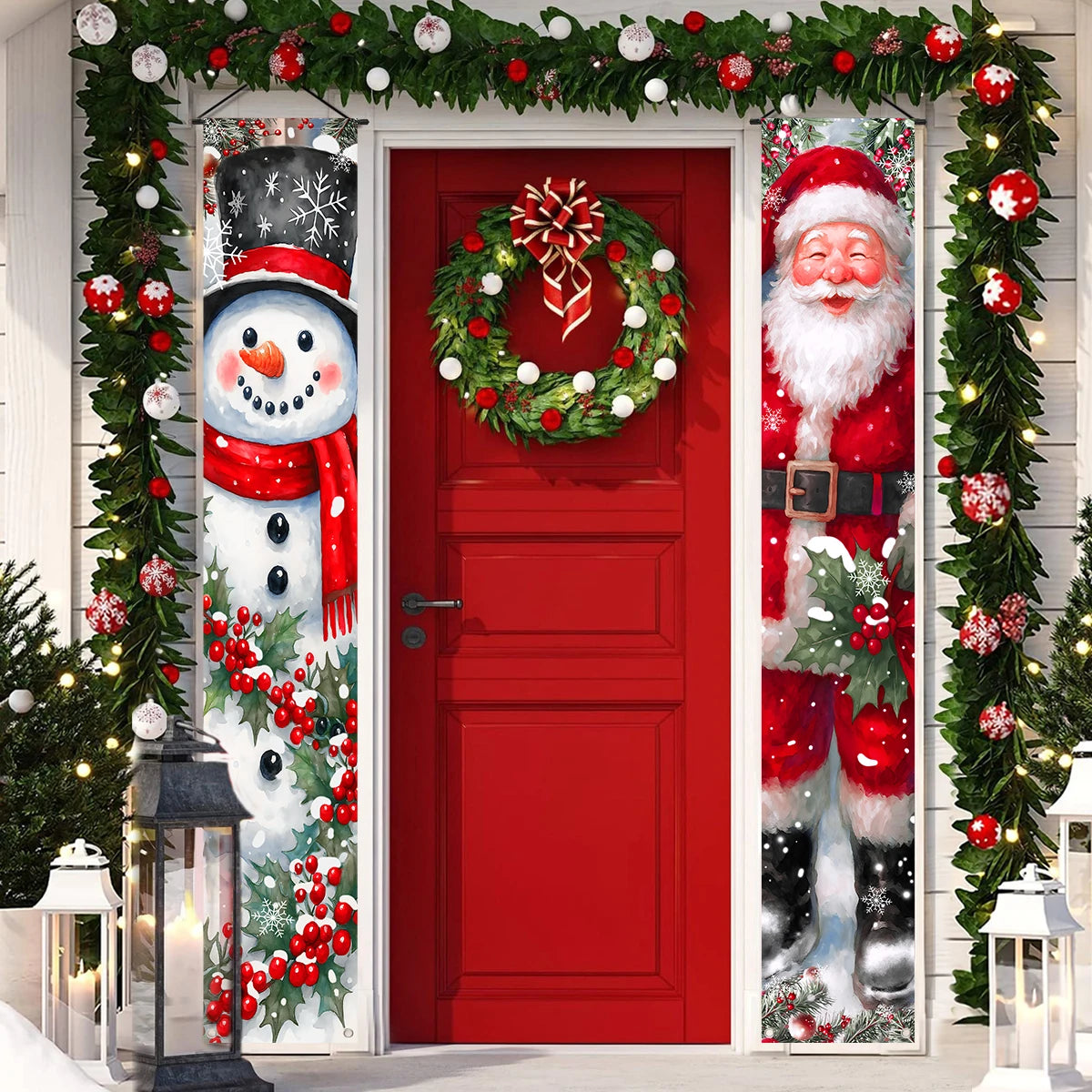 Banner per porta sospeso di Natale Decorazione di buon Natale per la casa 2025 Decorazione della porta di Natale Navidad Notal Noel Ornamento di Capodanno 2026