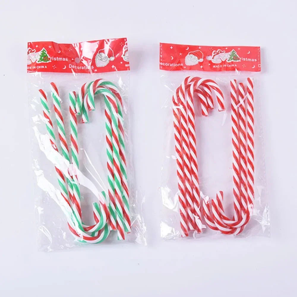 6 pezzi bastoni di Natale decorazione dell'albero di Natale 15cm bastoni di caramelle acriliche Capodanno appeso stampella ciondolo decorazione Navidad Ornamenti