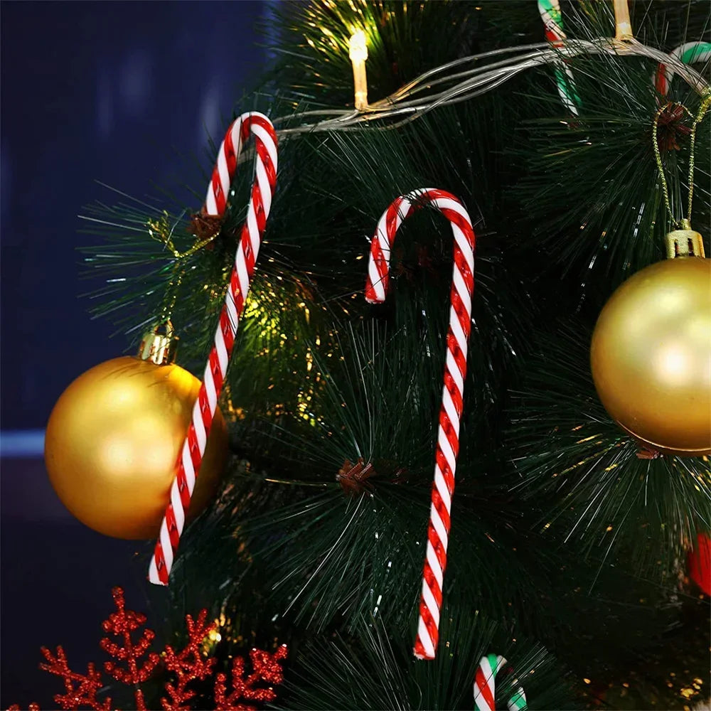 6 pezzi bastoni di Natale decorazione dell'albero di Natale 15cm bastoni di caramelle acriliche Capodanno appeso stampella ciondolo decorazione Navidad Ornamenti