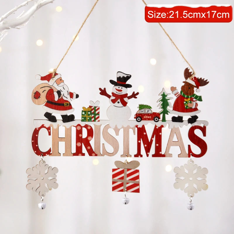 Babbo Natale Ornamento appeso in legno 2025 Buon Natale Decorazione per la porta di casa Ciondoli albero di Natale Navidad Capodanno 2025