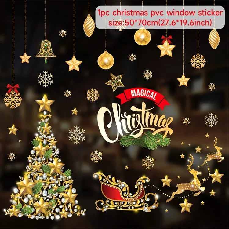 Adesivi per finestre da parete di Natale Sposare decorazioni natalizie per la casa 2024 Ornamenti natalizi Xmas Navidad Regalo Capodanno 2025
