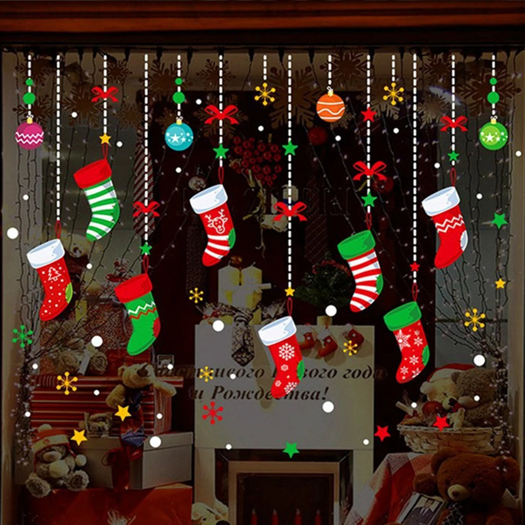 Adesivi per finestre da parete di Natale Sposare decorazioni natalizie per la casa 2024 Ornamenti natalizi Xmas Navidad Regalo Capodanno 2025