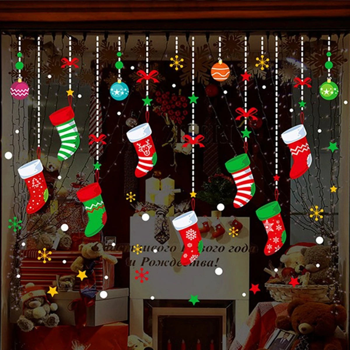Adesivi per finestre da parete di Natale Sposare decorazioni natalizie per la casa 2024 Ornamenti natalizi Xmas Navidad Regalo Capodanno 2025