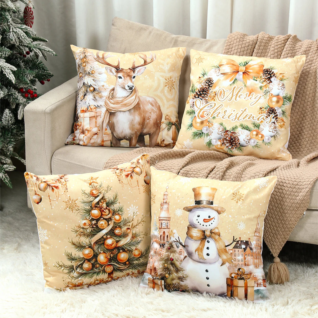 4 pezzi Buon Natale Copricuscino Decorazioni per la casa 2025 Ornamento di Natale Federa Natale Regali di Natale Regali di Capodanno 2026