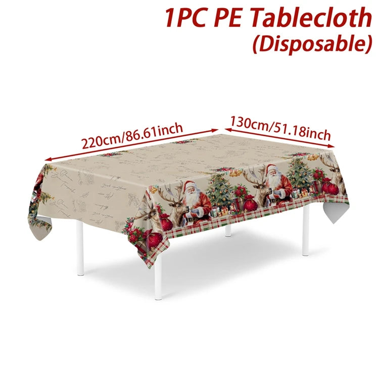 Natale Babbo Natale Tovaglia Buon Natale Decorazioni per la casa 2025 Navidad Noel Xmas Table Cover Happy New Year Gifts
