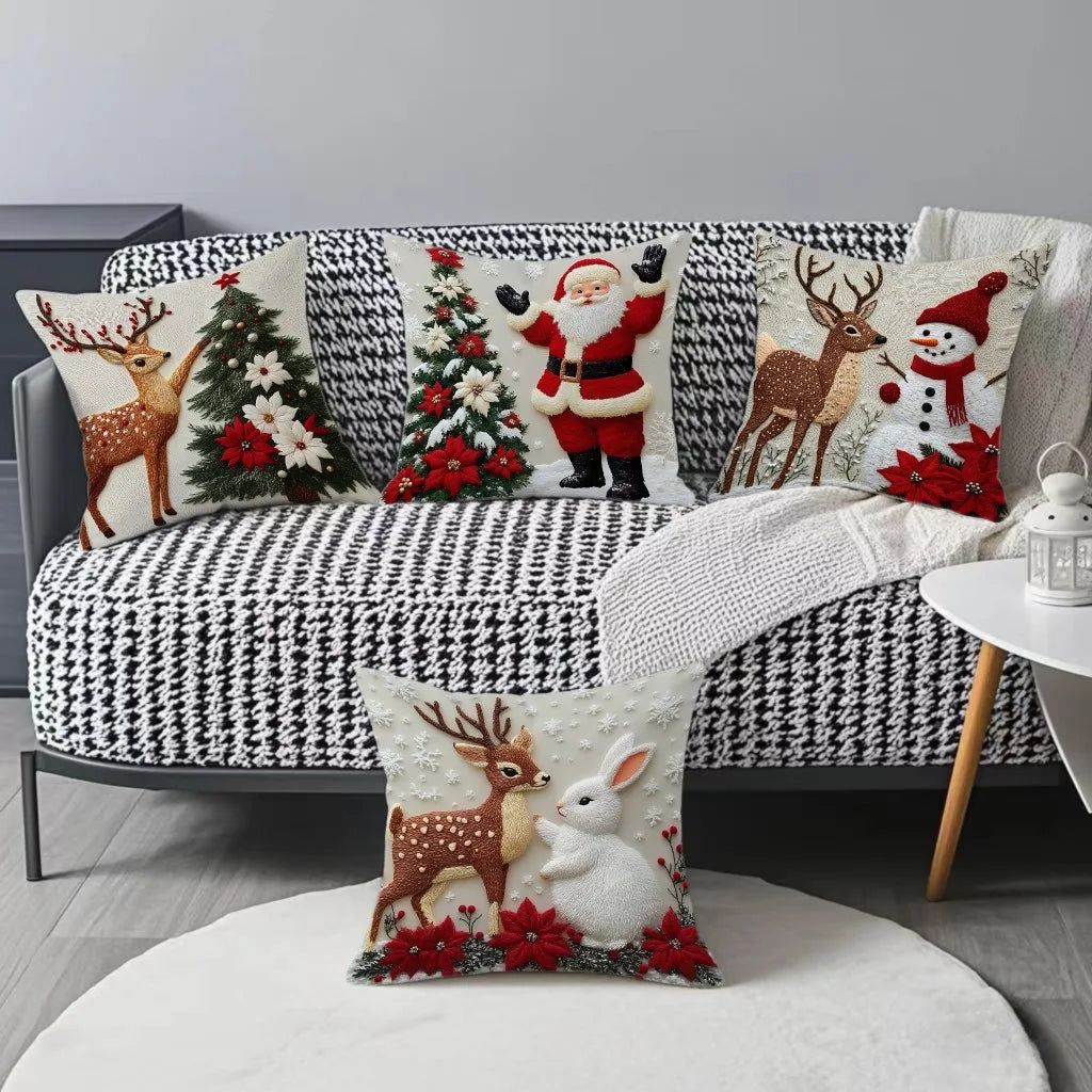 45x45cm Copricuscino di Natale Ogni Babbo Natale Pupazzo di neve Albero di Natale Buon Natale Decor Regalo 2025 Felice Anno Nuovo 2026