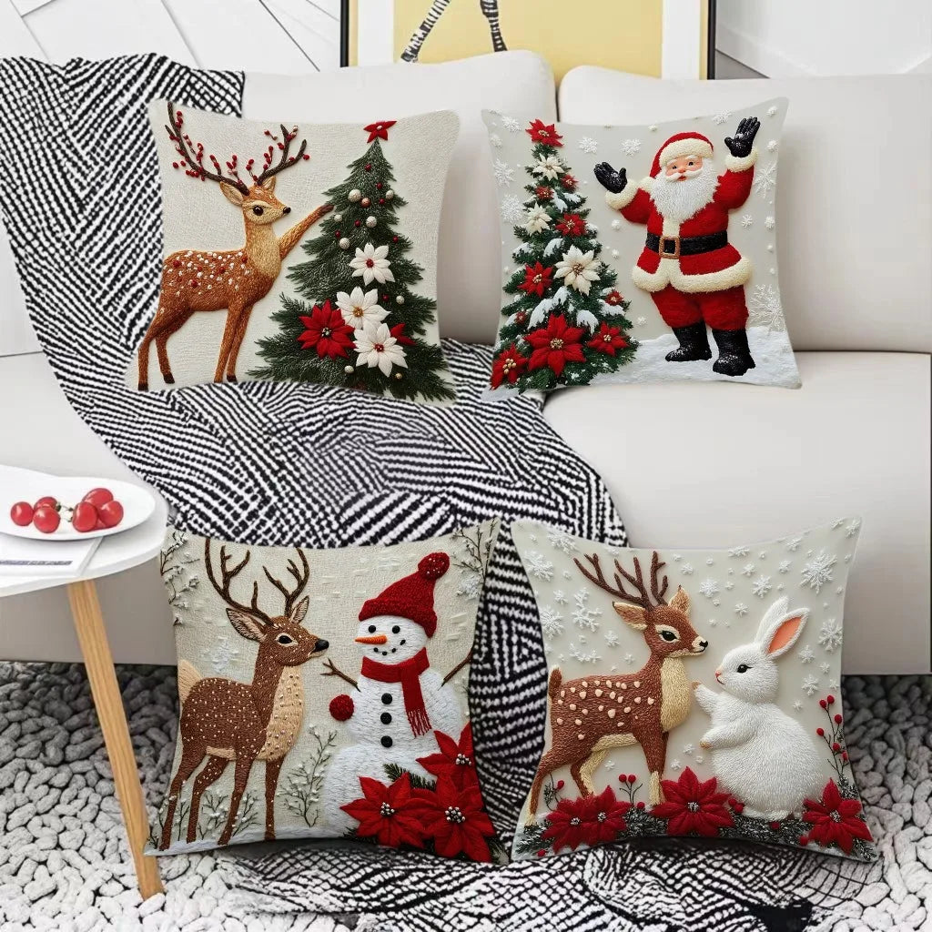 45x45cm Copricuscino di Natale Ogni Babbo Natale Pupazzo di neve Albero di Natale Buon Natale Decor Regalo 2025 Felice Anno Nuovo 2026